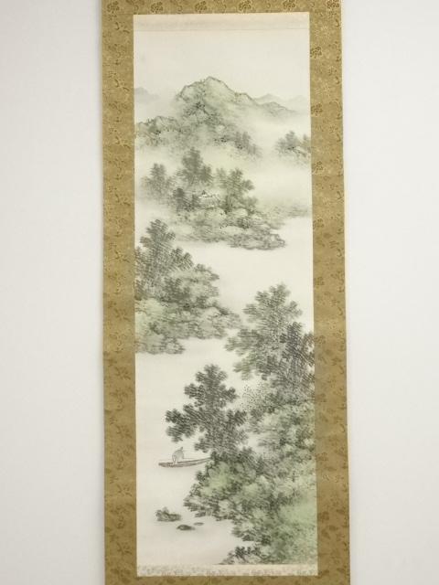 道具 ] - 道具 墨泉筆 渓山深秀図 肉筆絹本掛軸（共箱） | ネット